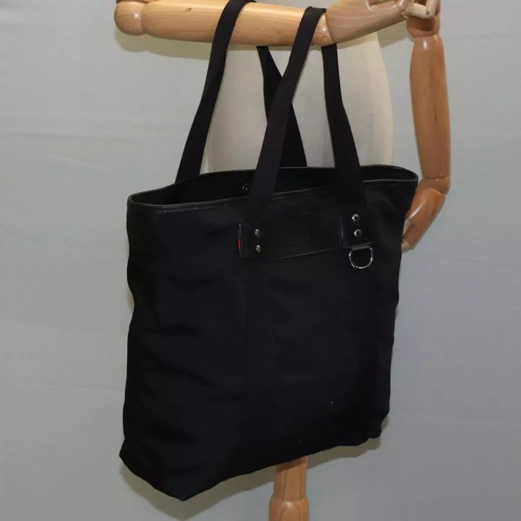 Gucci Tote Bag Canvas Black 268175 Auth